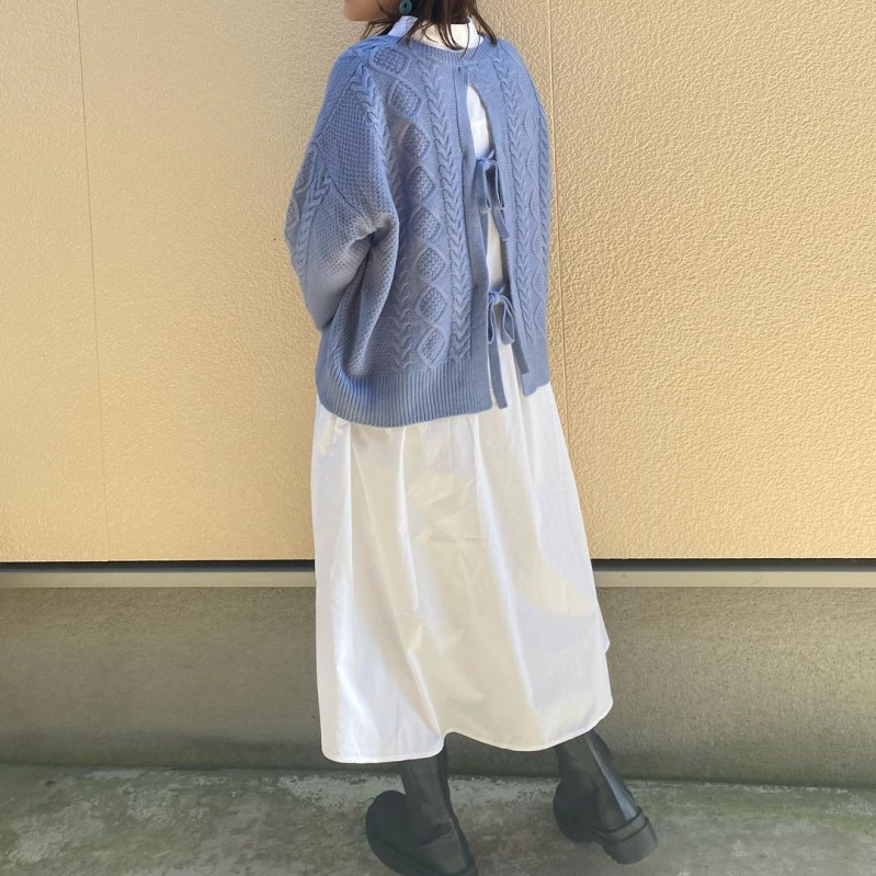 Gu990円ケーブルバックリボンセーターがバックシャンで注目の的 Mamagirl ママガール